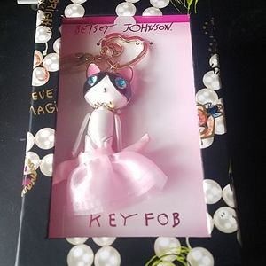 New with tag Betsey Johnson kitty cat enamel key f
